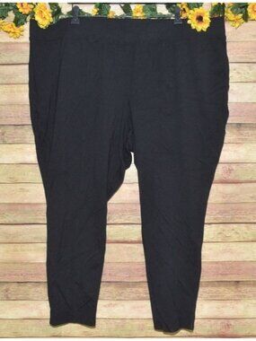 Catherines Leggings Womens 4X 30W 32W Black Crop Pull On Comfort Waist Stretch